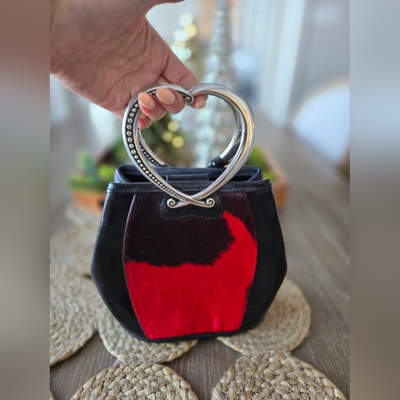 Brighton Corazon Leather Mini Bag – Red Faux Fur Accent! ✨ - Picture 4 of 4